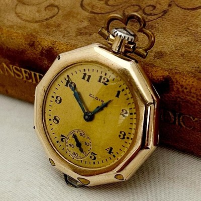 Elgin Ref 431 7J Pocket Watch 28mm Decagon s/n 5959159 Used
