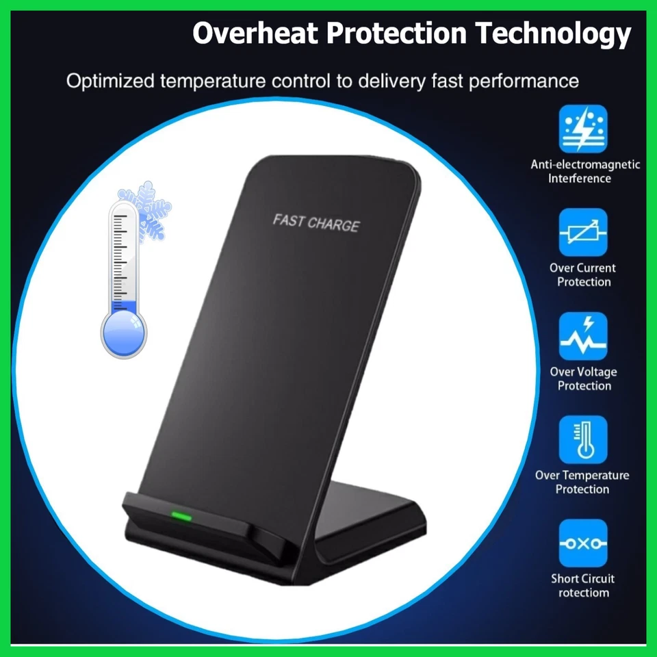 5 Pack Fast Charger Wireless Stand Dock Cradle for Samsung iPhone Android Phone - Image 4 of 4