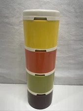Vtg Tupperware Stackable Spice Shaker Set Stacking Lid #1308 Autumn Lot Of 4