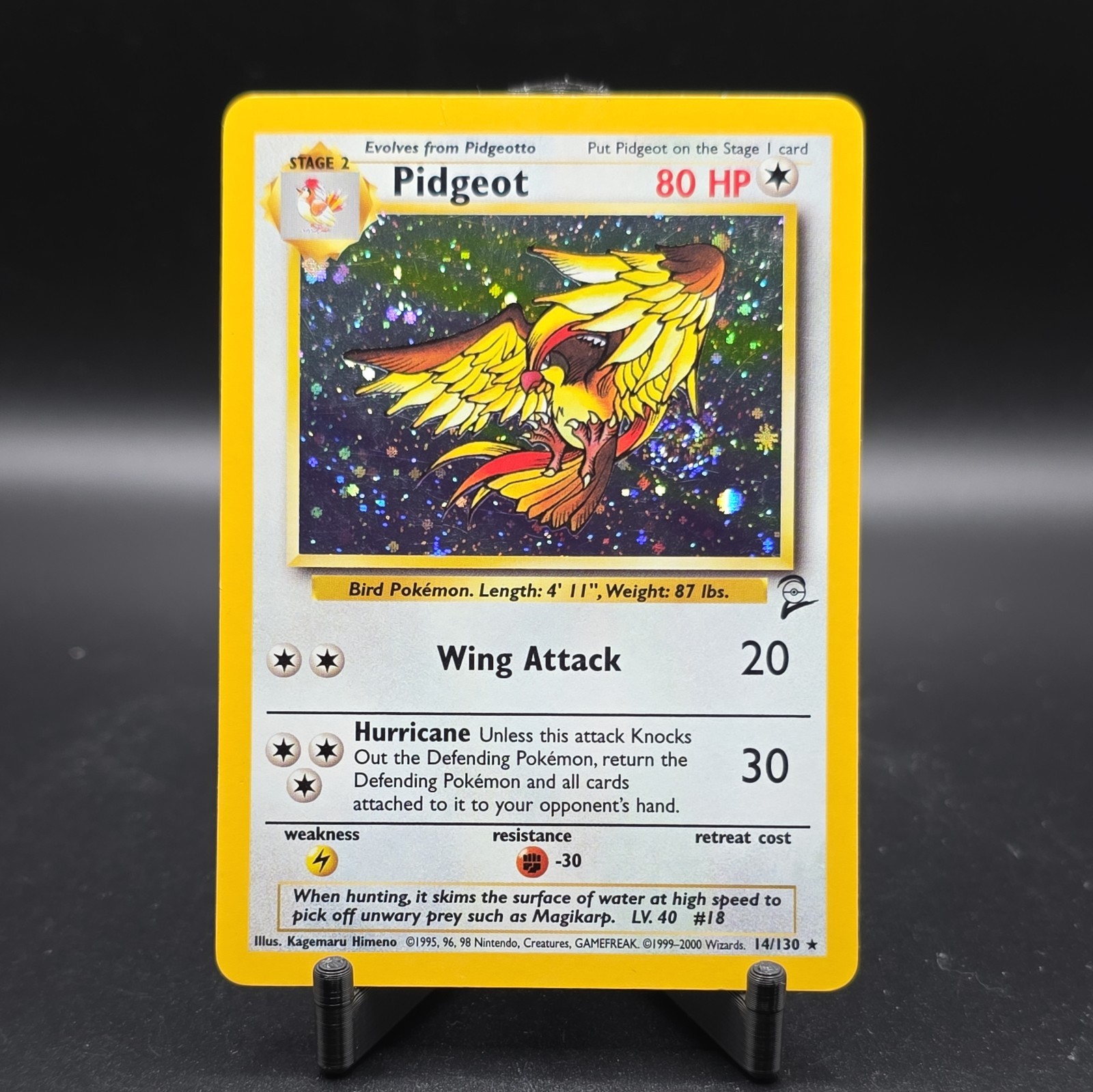 Rare Pokémon TCG Pidgeot Base Set 2 14/130 Holo Unlimited Holo Rare Pokemon