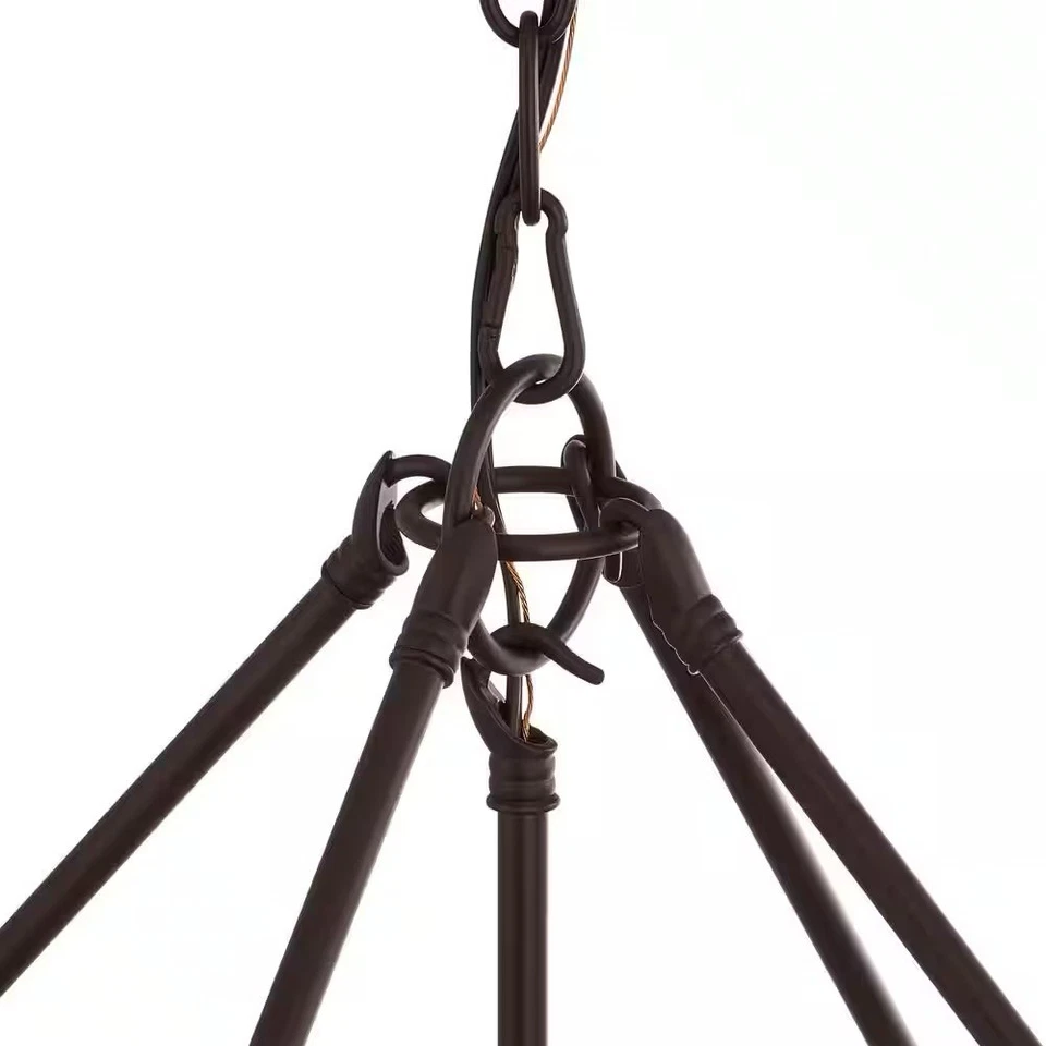 Lámpara de araña de bronce de 4 luces Lainey con pantallas de vidrio transparente 1492P Foto 4 de 4