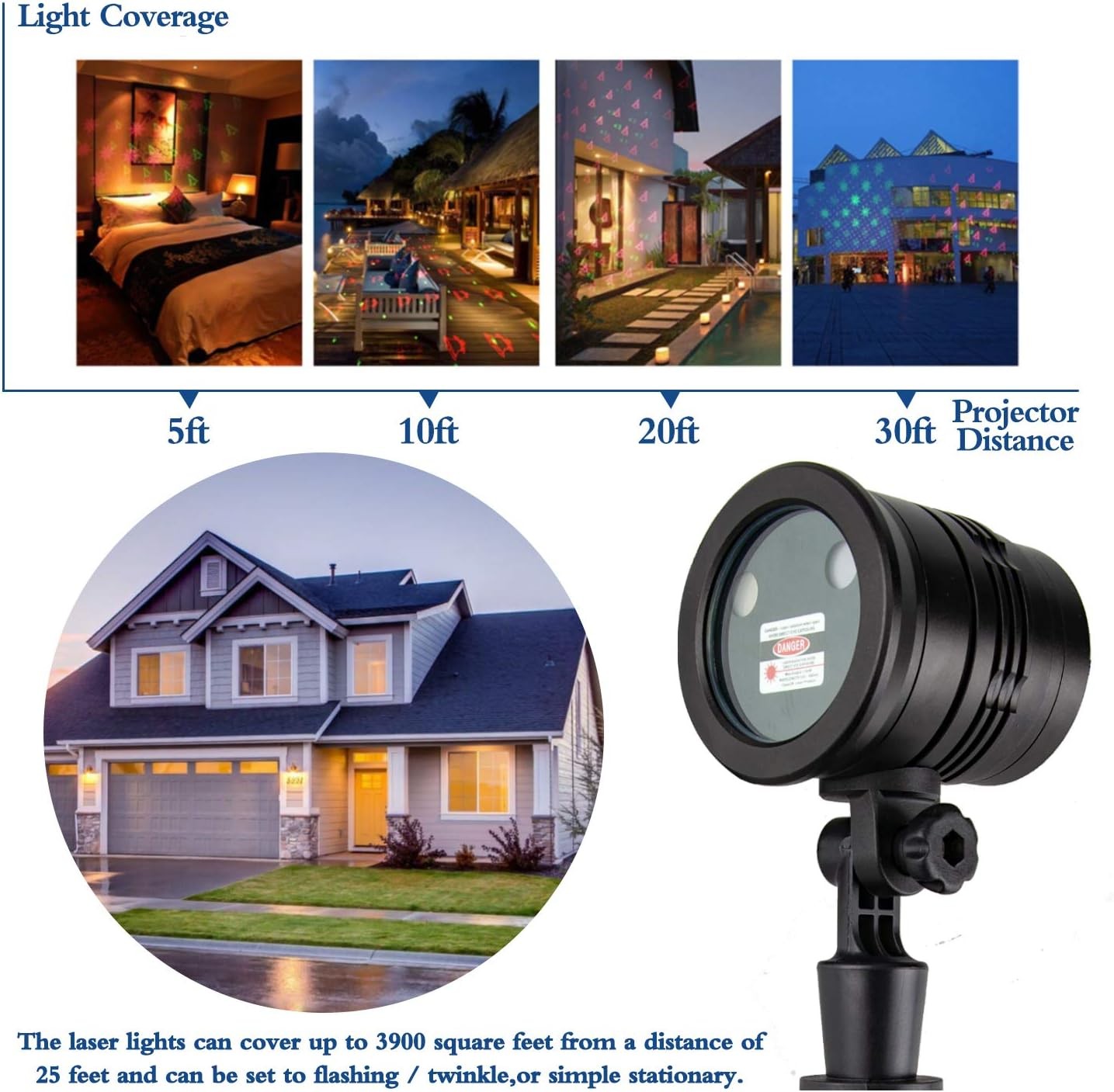 Christmas Laser Lights, Projector Lights Landscape Spotlight Red 