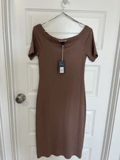 Small Light Brown Knee Length Autumn Cocktail Party Dress NWT