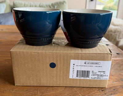 Le Creuset Stoneware  Set of 2 Giant Cappuccino Bistro Mug 14 oz  Nuit Blue NEW