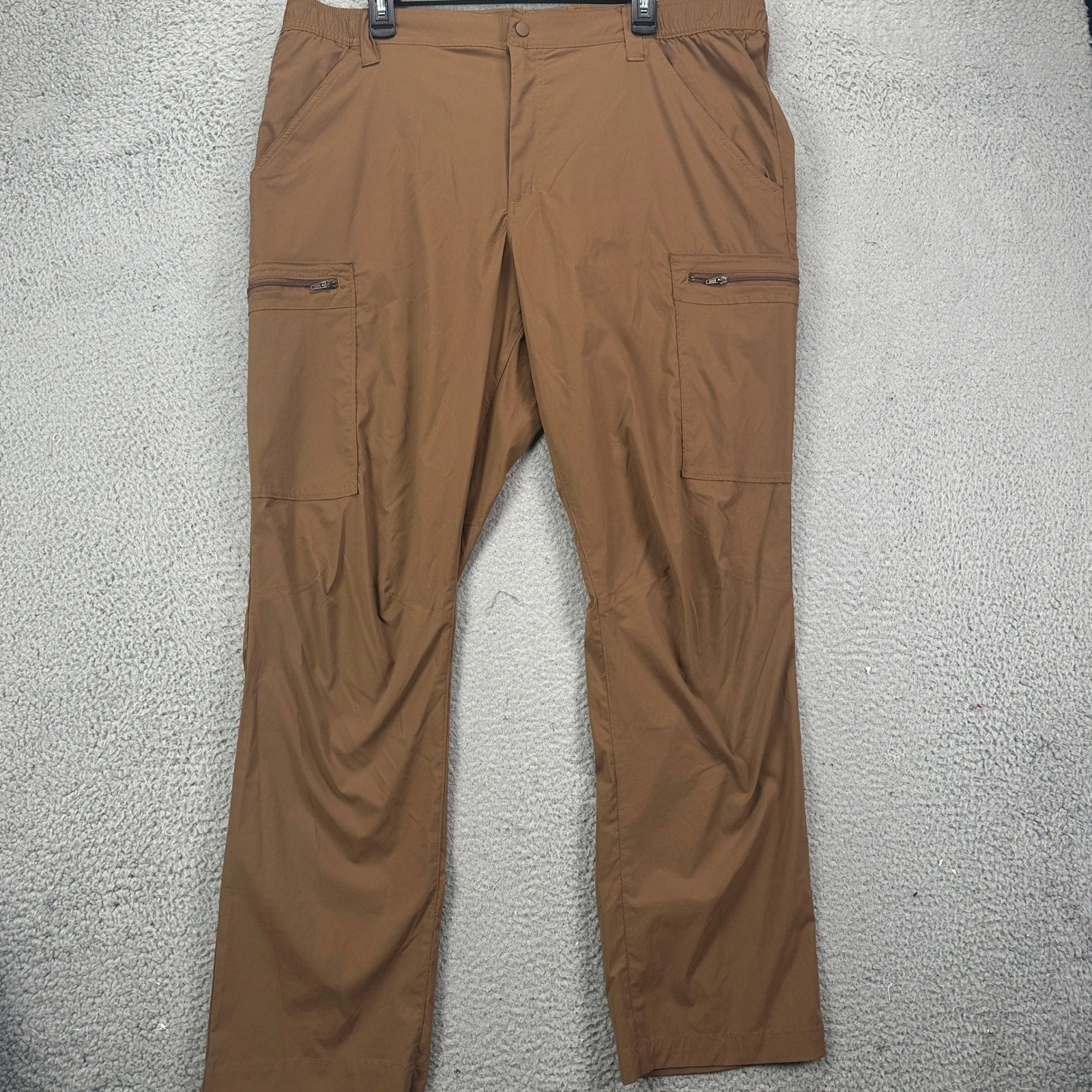 Lands End Pants Cargo Hiking Men 40 Brown Lightweight Stretch Performance Flex
