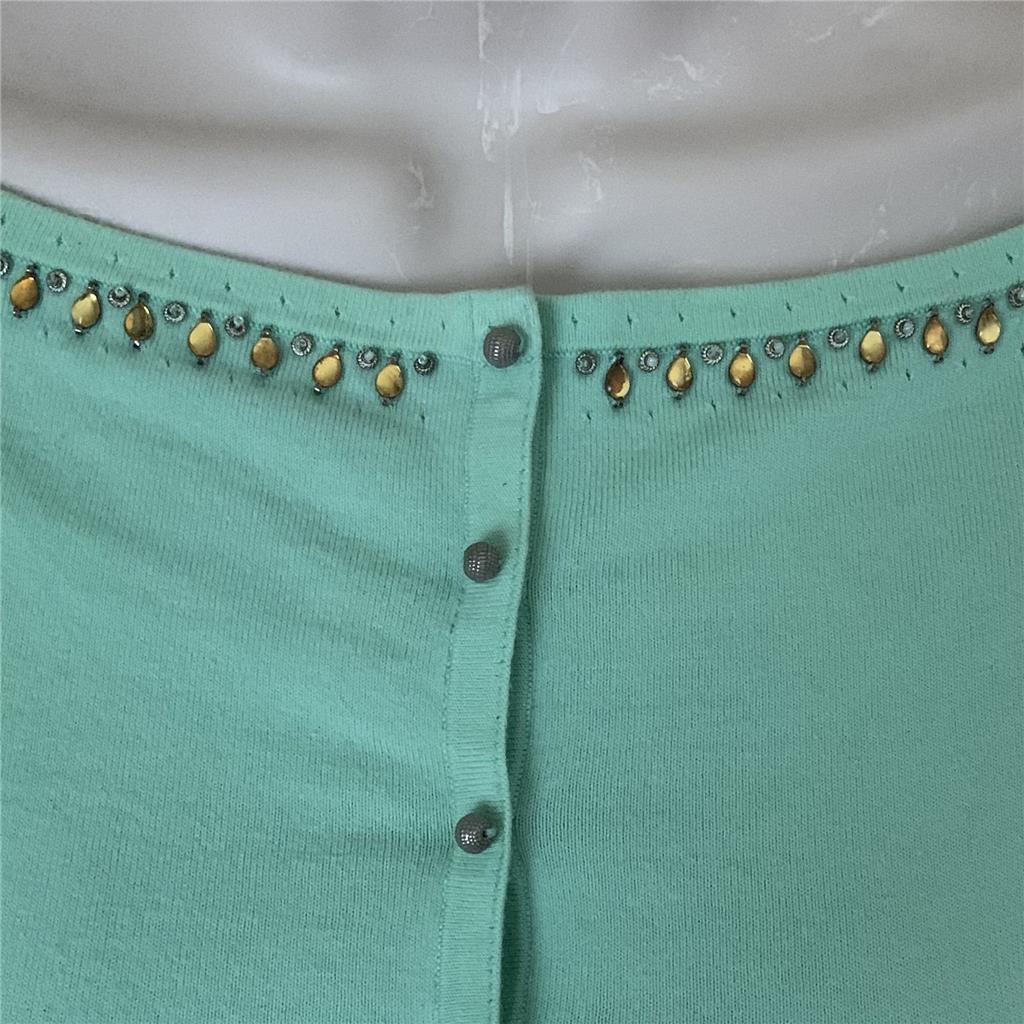 ELIE TAHARI Mint Color Heavily Jeweled Sweater Size XS/P View 6