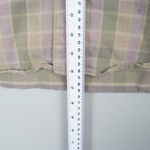 Vintage Key Flannel Shirt Mens Medium Green Check Heavyweight Pearl Snap B60 - Picture 3 of 10
