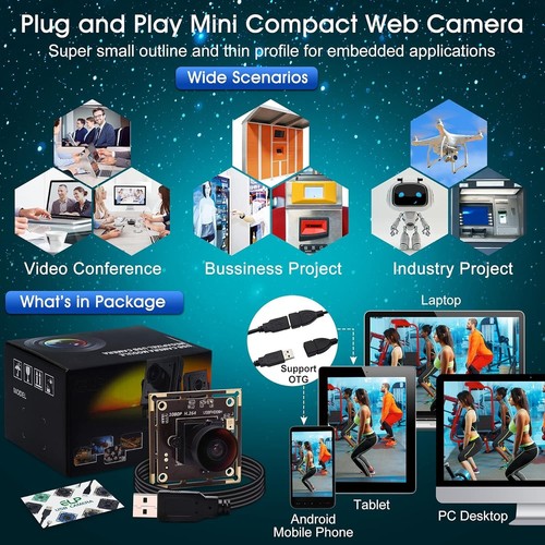 ELP 1080P Web Camera with Microphone,IMX323 Sensor,Full HD H.264 USB Camera 170° - Photo 5/7