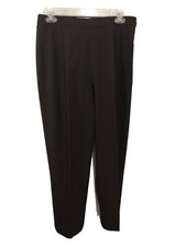 Judith Hart Ladies Dress Pants Brown Sz 8R Elastic Inserts Waist Pleated Zip