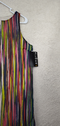 Sangria Women Dress 10 Yellow Strip Chiffon Sleeveless Shift Lined Side Slit Max - Picture 3 of 19