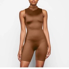 SKIMS All-In-One Shine Mock Neck Mid Thigh Jumpsuit Carmel 3X