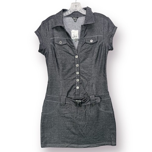 Y2K 90s Vintage NEW NWT Guess Jeans Womens L Mini Dress Belted Button Collared - Picture 12 of 12