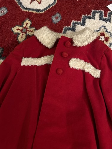 Vintage Girls Red Christmas Coat With Hat - Picture 4 of 5