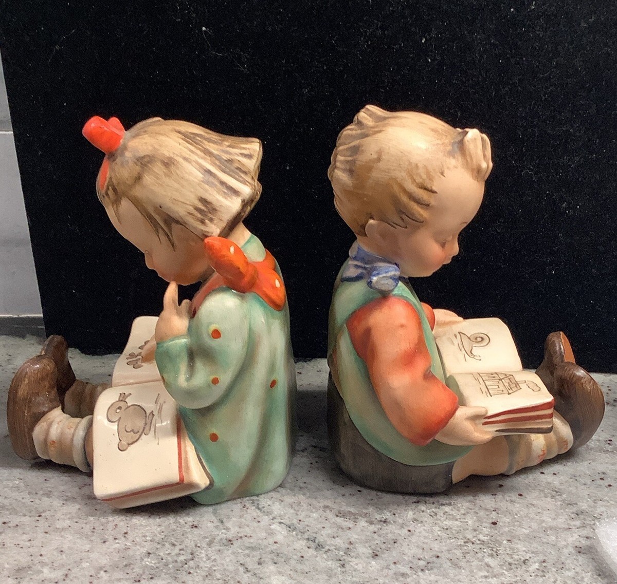 Vintage Noch Ein Fabrikat Ceramic Book Ends- Boy & Girl MJ