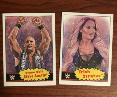 2021 Topps WWE Living Set 2-Card Bundle #1-2 Stone Cold & Trish Stratus SP