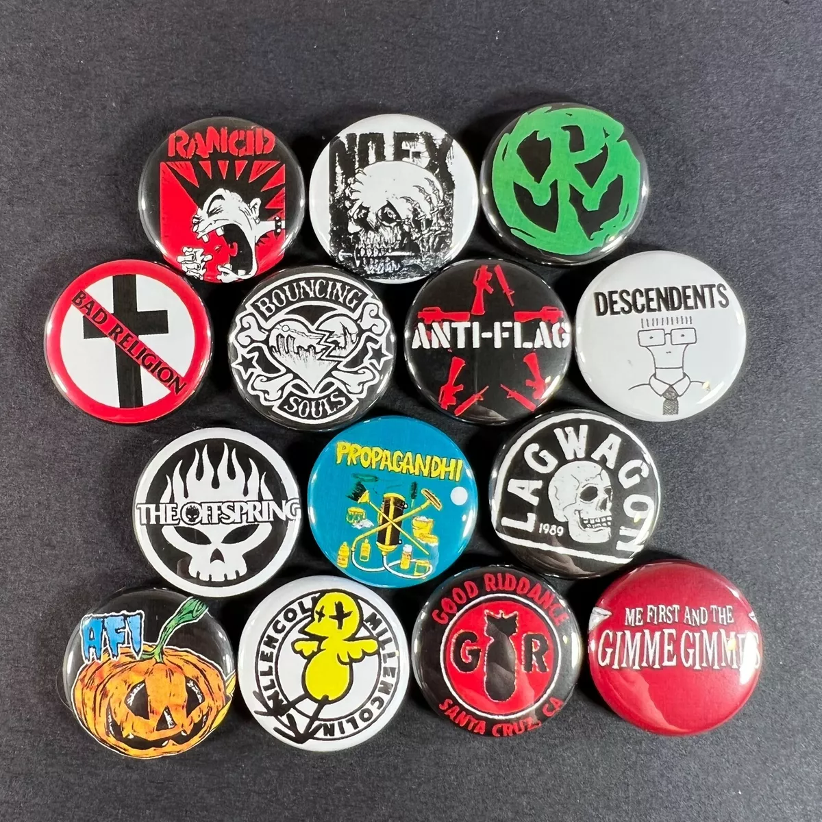 90's Punk Rock 1 Button Pin Set (14 Pins) Nofx Rancid Offspring