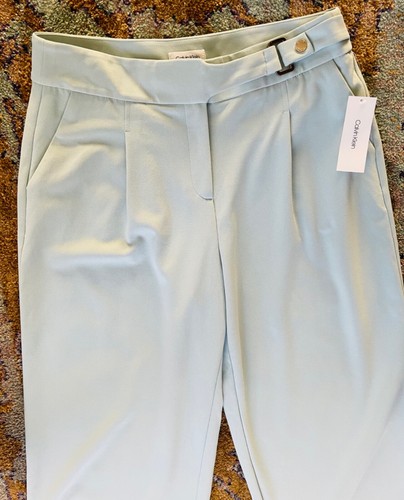 NWT CALVIN KLEIN Chic Pastel Robin’s Egg Blue WIDE LEG DRESS PANTS Size 14 - Picture 5 of 9
