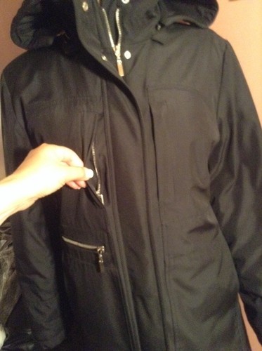 Womens Portrait Down Quilted Coat with hood Black sz m/s - Picture 3 of 12