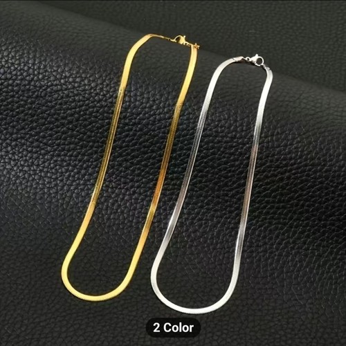 Stainless Steel 18K Gold Plated Chain Herringbone Necklace Gold Tone - Picture 10 of 10