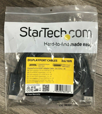 StarTech DisplayPort to HDMI Adapter Cable 4K 30Hz, 3M (10 FT) DP2HDMM3MB