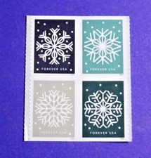 US 5948-51 WINTER WHIMSY (SNOWFLAKES) 2024 (F) STAMPS BKLT BLOCK OF 4 - MNH