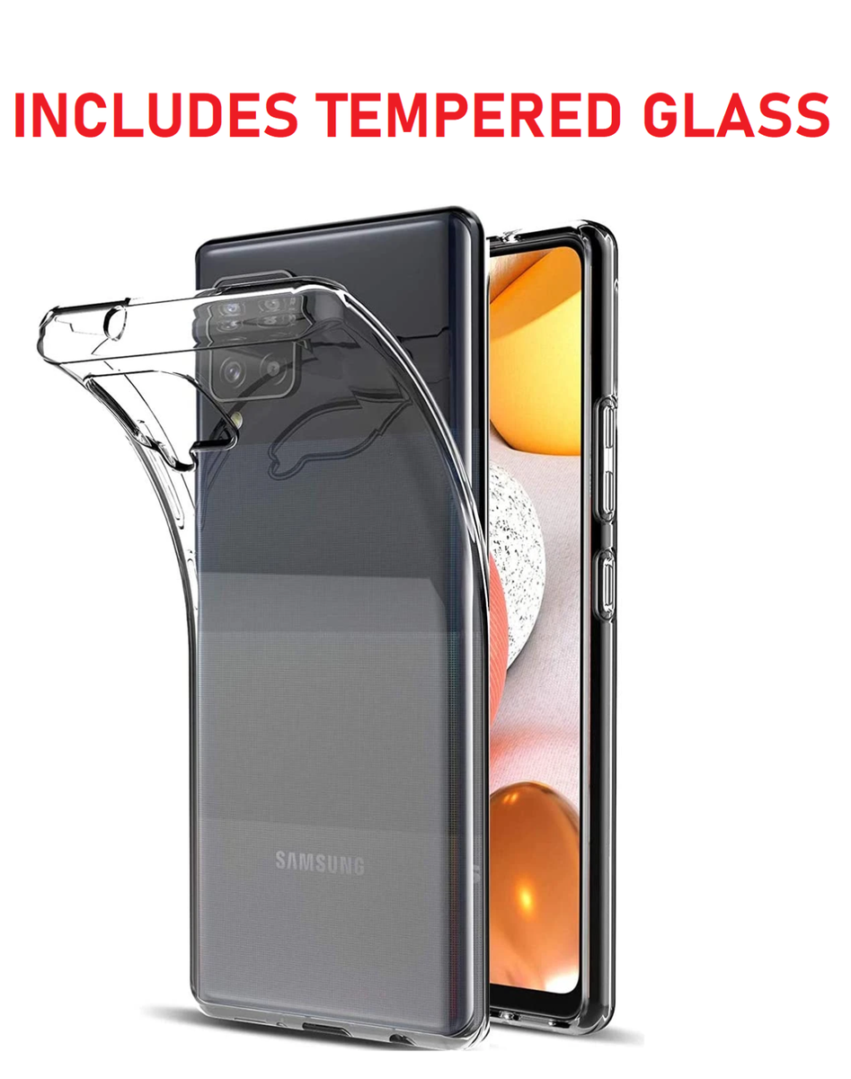 Case For Samsung Galaxy A42 5G Clear Gel Cover Silicone Glass Screen  Protector