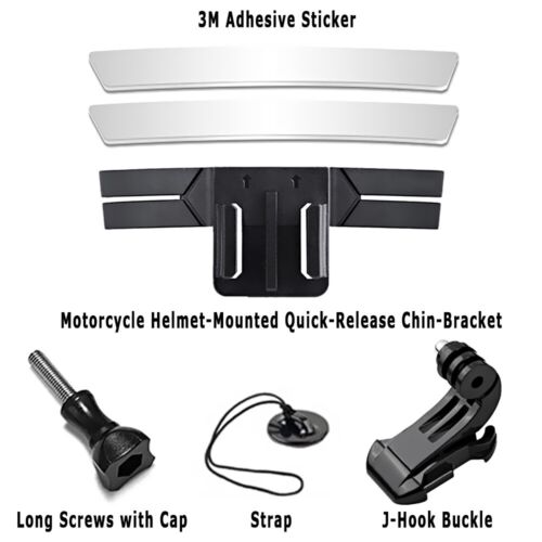 Practical Motorcycle Helmet-Mounted Quick-Release Chin-Bracket for Action Camera