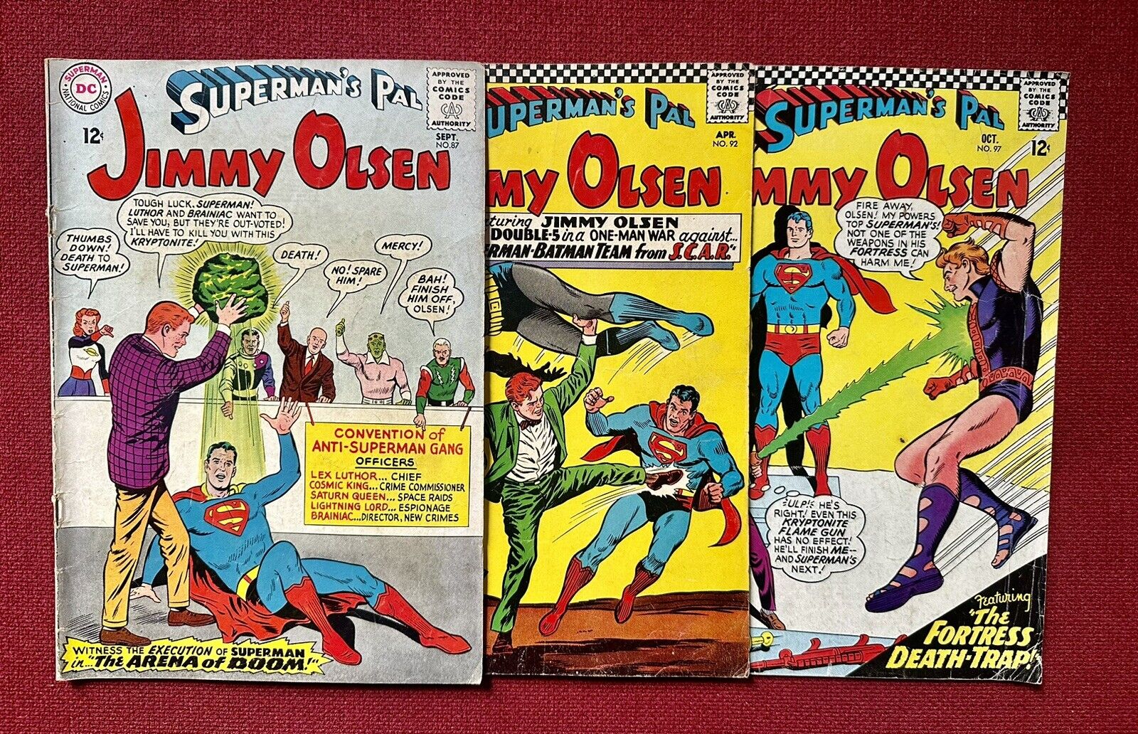 SUPERMAN'S PAL JIMMY OLSEN #87, 92 and 97 LEGION OF SUPER-VILLAINS DC 1965 3xLOT