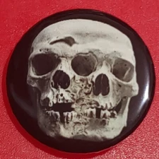 1 Inch Black Fused Skulls Round Pinback Button