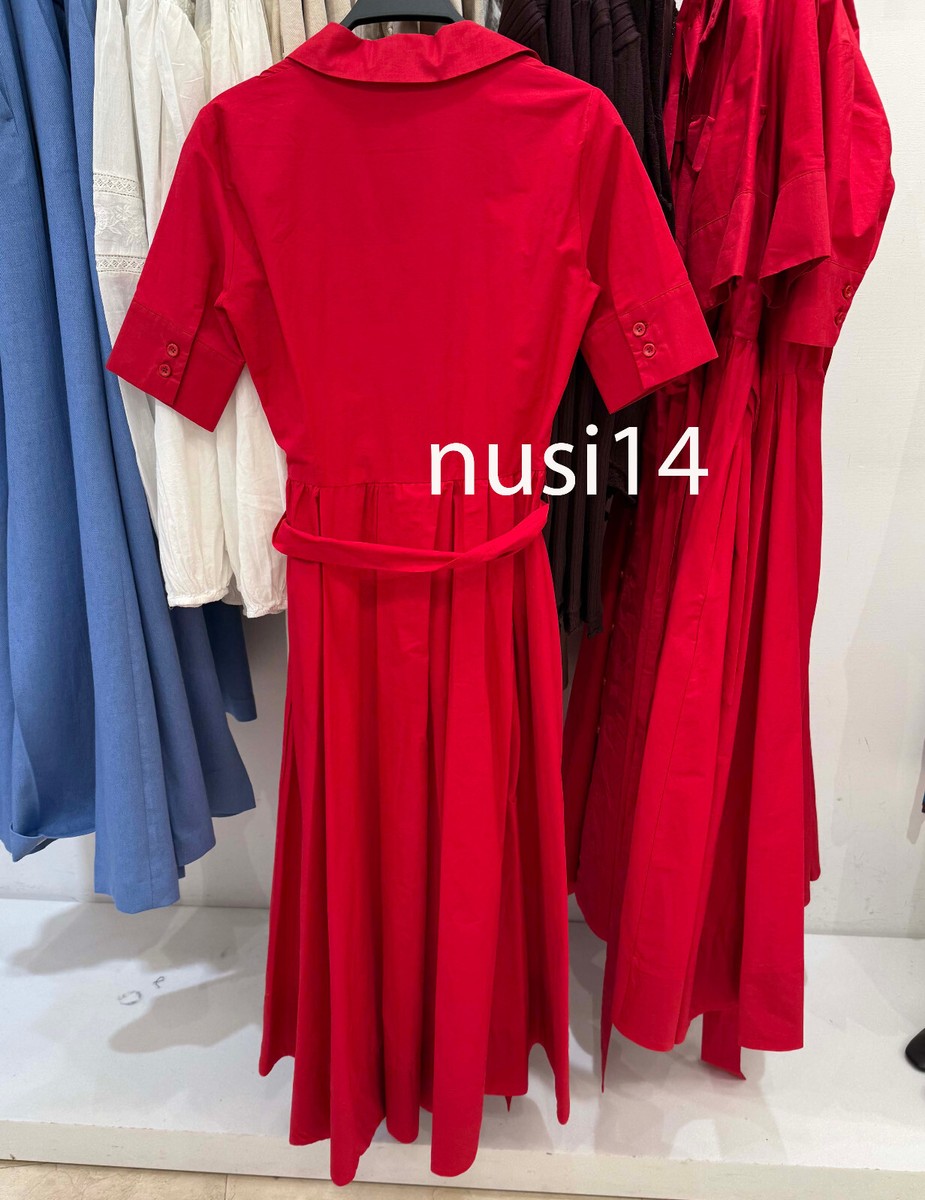 優　1104545セール品 ZARA WOMAN BNWT SS25 MIDI BELTED ZW COLL. POPLIN DRESS RED