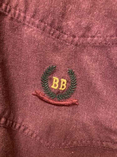 Vintage Bugle Boy Button-Up Shirt Maroon Long Sleeve 90s Casual Grunge XL - Picture 2 of 5