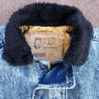 vintage union bay acid wash denim bomber jacket oversize