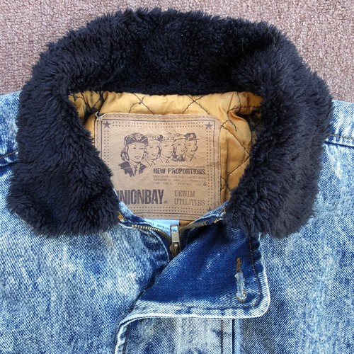 vintage union bay acid wash denim bomber jacket oversize small 90s Hip Hop - Picture 2 of 6