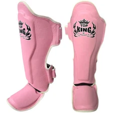Shin Guards Top King Boxing TKSGP-GL Pink White (Old Logo Exclusive)