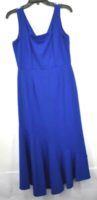 Sharagano Womens Blue Sleeveless Square Neck High Low Flounce Midi Dress 4 $99