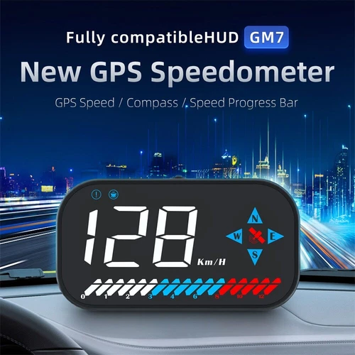 GM7 Car HUD Head Up Display Car GPS Speedometer Smart Clock Decor Digital Gauges