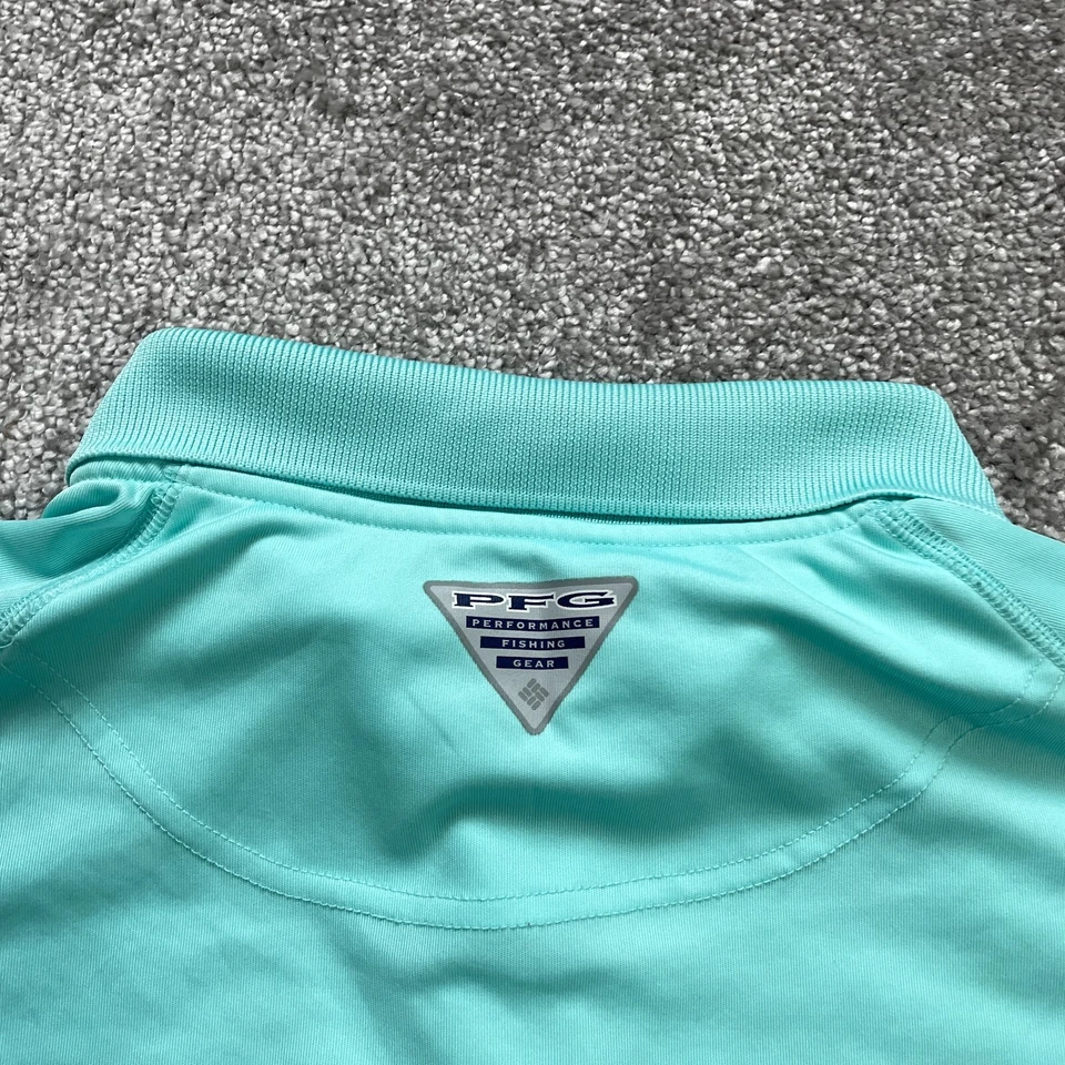 Columbia PFG Omni Shade Polo Shirt Boys XL Blue Short Sleeve Collared Casual Top - Image 4 of 4