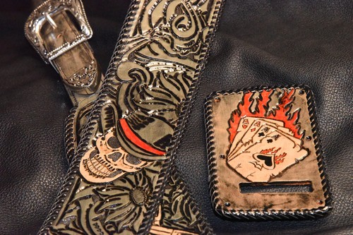 "Ledergitarrengurt, Schlagbrett, Backercustom handgefertigt ""Outlaw Series" - Bild 2 von 12