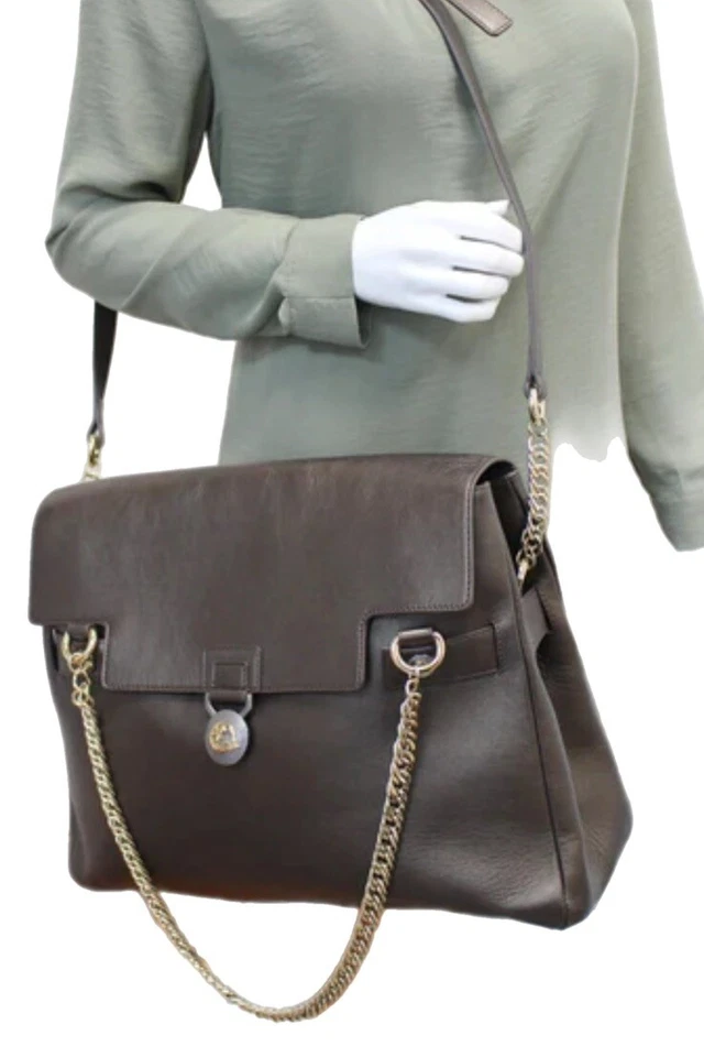 Versace Colección Cuero Vitello Perlato Correa Ajustable Cartera Bolso Mensajero Foto 2 de 4