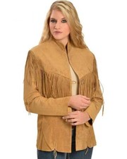 Women Western Cowgirl Suede Jacket Fringe Coats 1980's Style