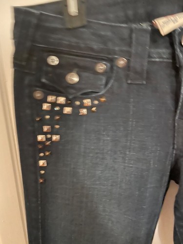 Women's TRUE RELIGION Jeans Size 28 Dark Blue Skinny Julie Studs - Picture 6 of 9