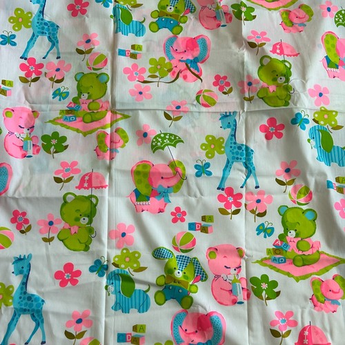 Baby Kids Fabric Animals Teddy Bear Novelty Print Neon Colors 44 wide by 2+ Yard - Picture 2 of 17