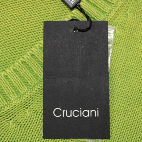 Cruciani NWT V-Neck Pullover Sweater Size 54 XL US In Solid Lime Green Cotton - Picture 3 of 9