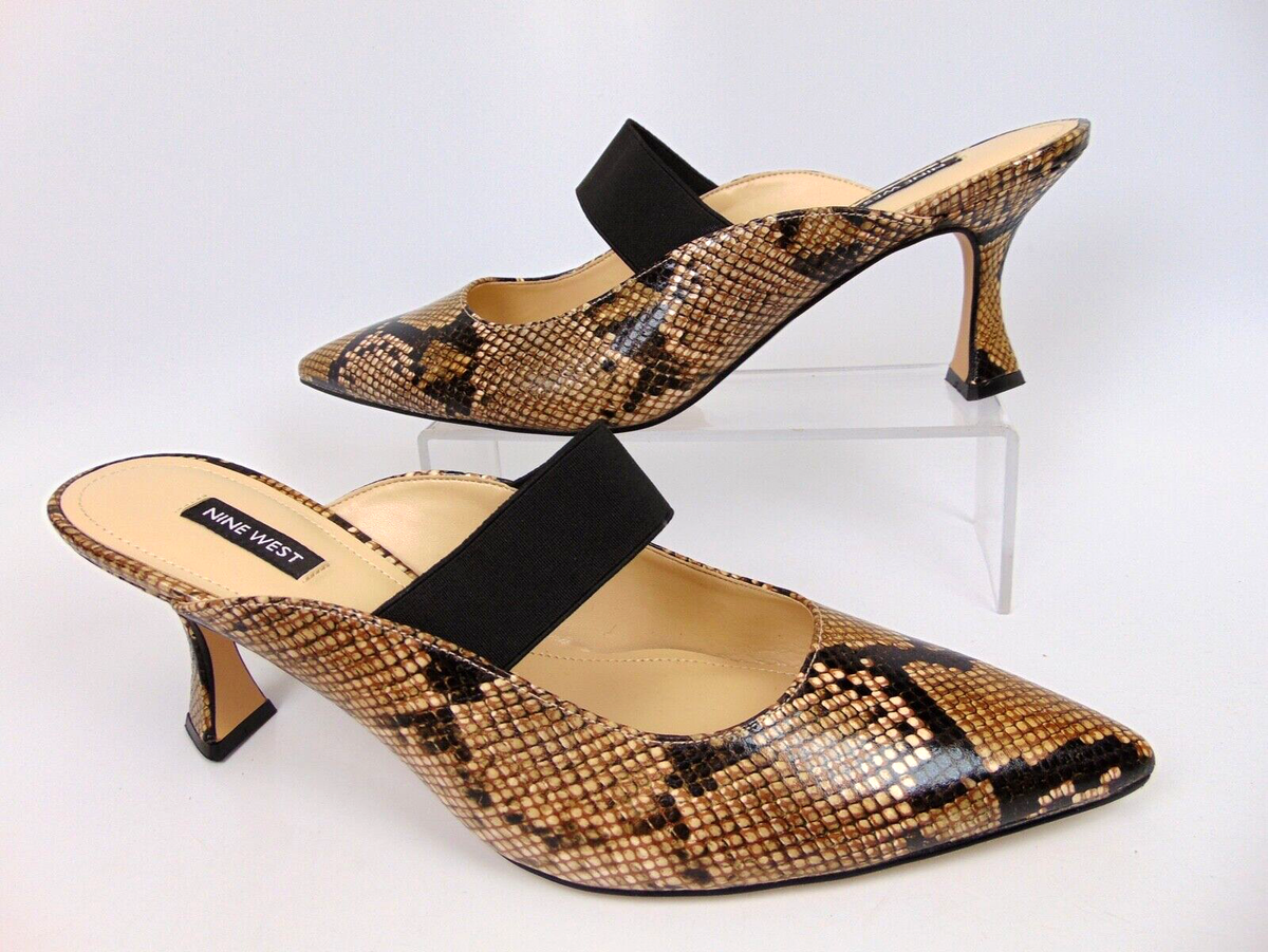 Nine West Women's Watchit3 Pump - Pointed Toe Mule With Elastic Strap, Mid Heel - View #9