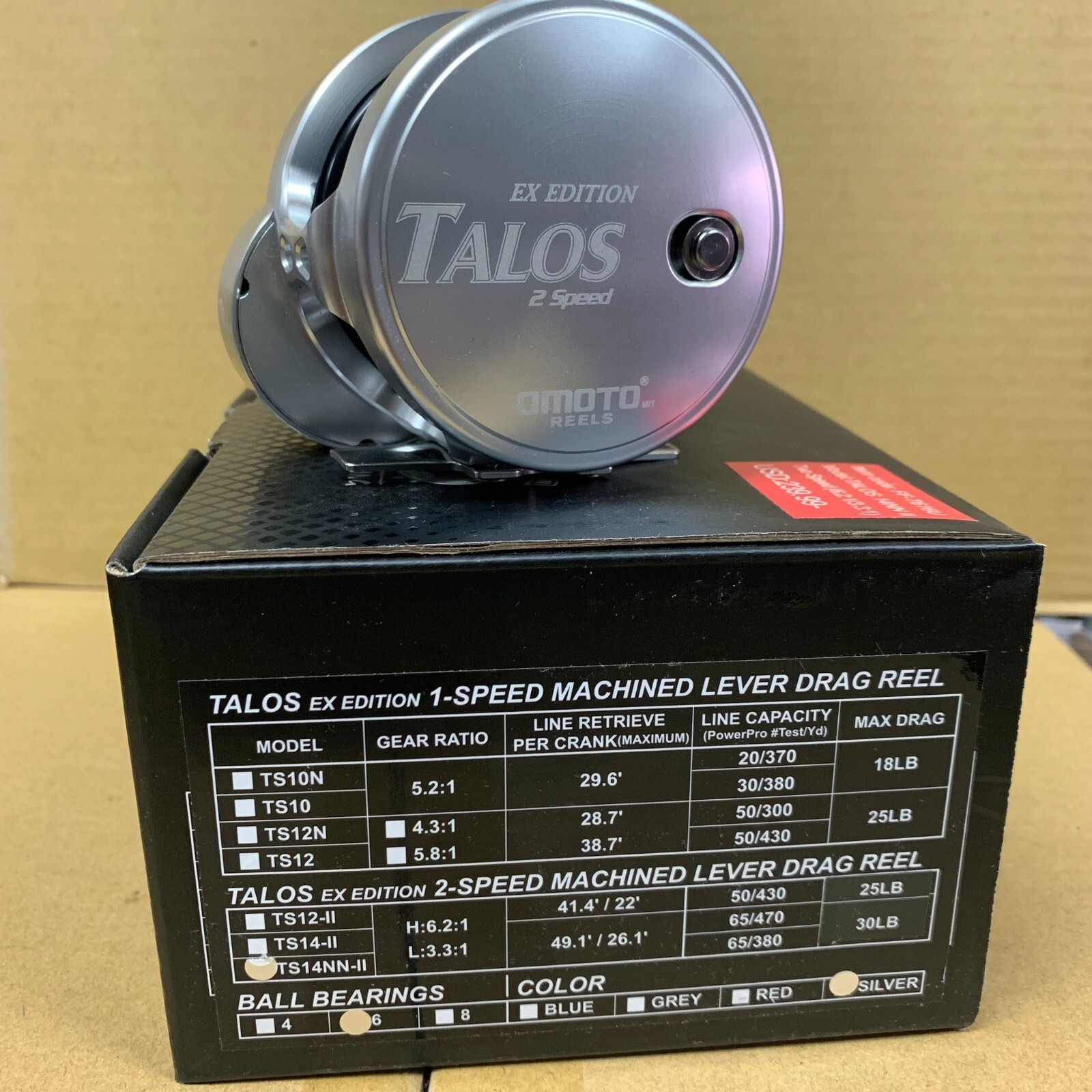 OMOTO 2018  TALOS Two Speed 14NN Narrow Jigging Reel, Lever Drag Fishing Reel