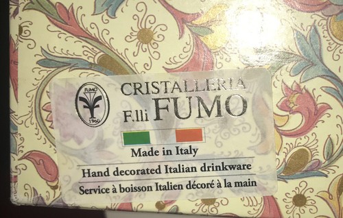 Juego de 6 copas de vino Cristalleria Fratelli Fumo oro platino caja original - Imagen 8 de 9