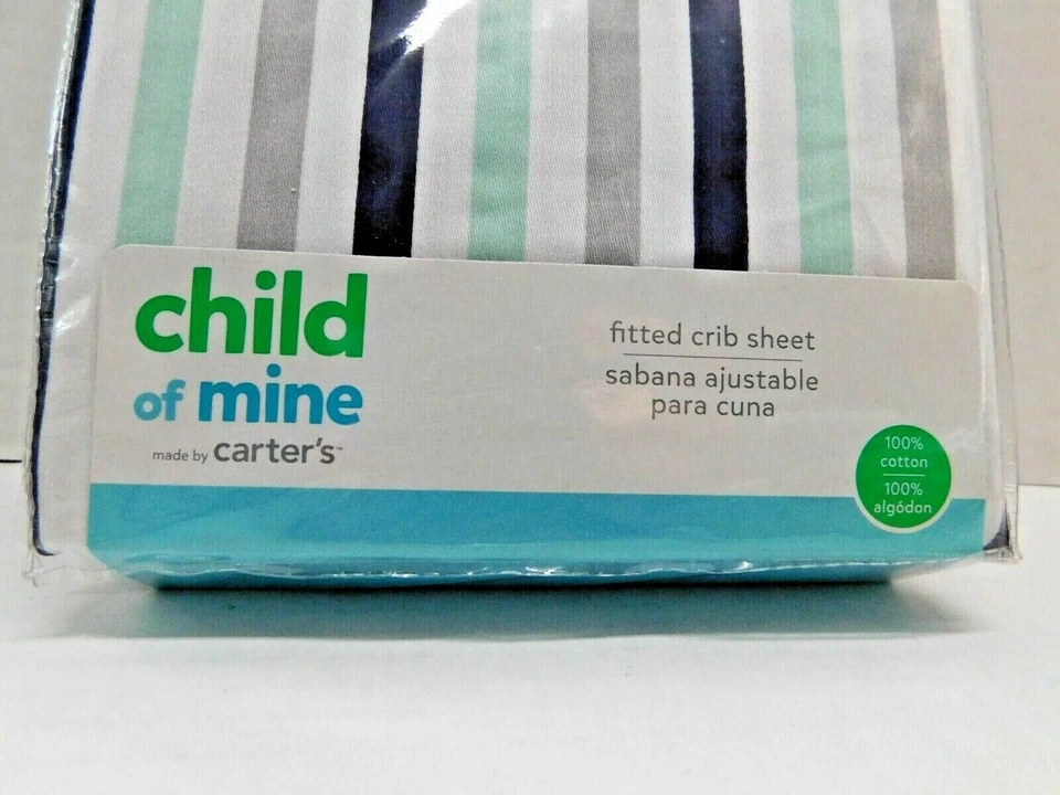Sábana bajera ajustada a rayas multicolores Carter's Child of Mine Boys Foto 3 de 4