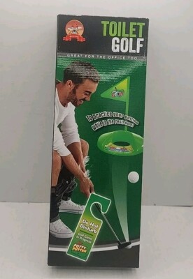 TOILET GOLF Toilet Seat Putter Golf Ball Green Prank Golfer Game Joke