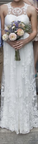 Anna Campbell Rebecca Wedding Dress Beaded Halter Embroidered Lace Racer Back - Picture 2 of 13