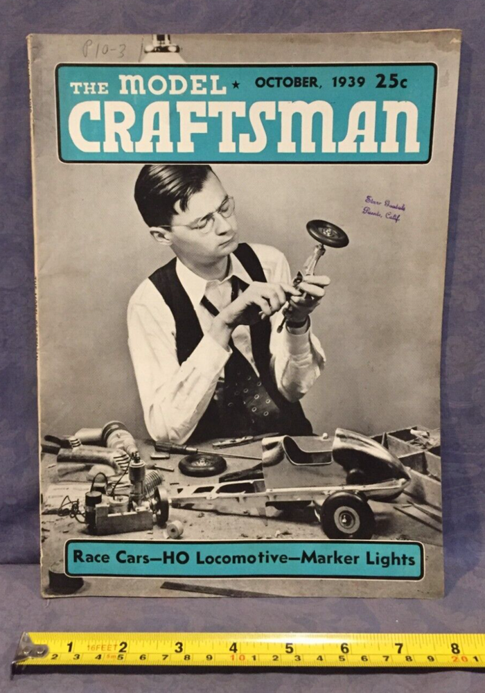 The Model Craftsman October 1939 Race Cars-HO Locomotive-Marker Lights
